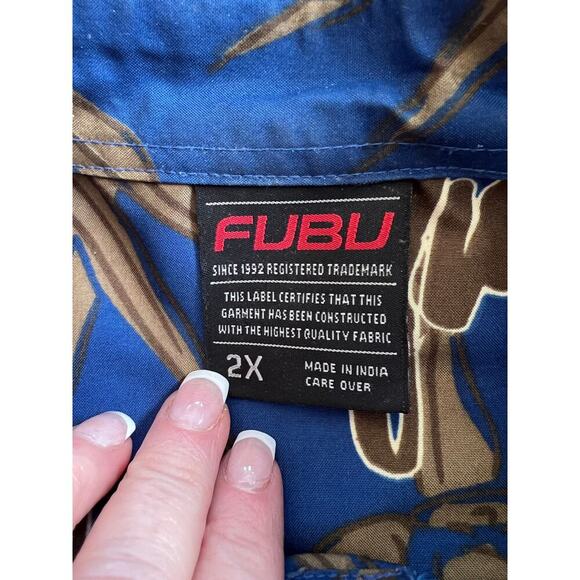 Vintage FUBU Button Up Shirt/90's Streetwear, Dragon Print, Size 2X - Picture 6 of 8